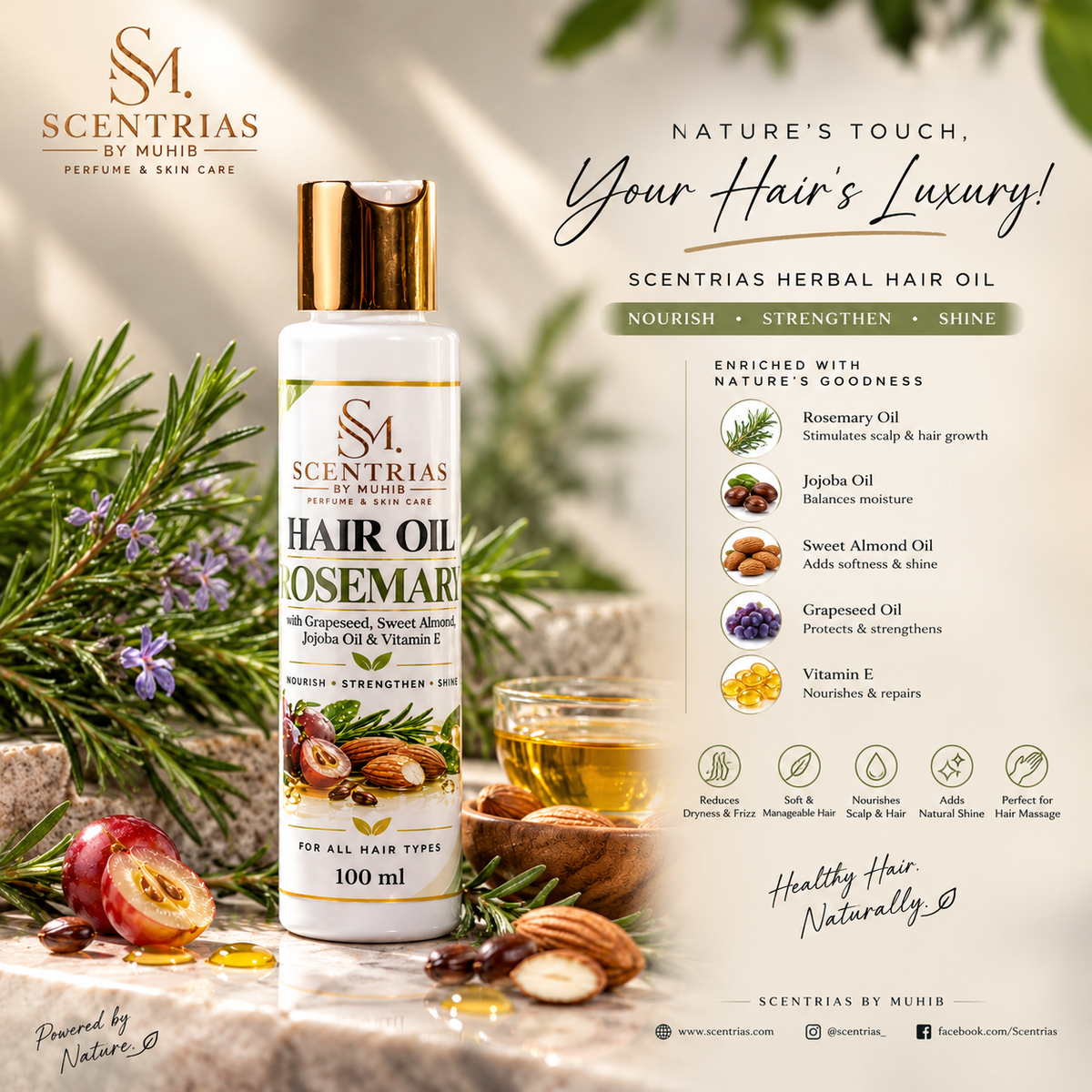 Rosemary Revive Hair Oil – Botanical Nourishing Blend | 100ml